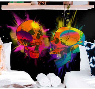Wall mural punk colored skulls wallpaper photo - TenStickers