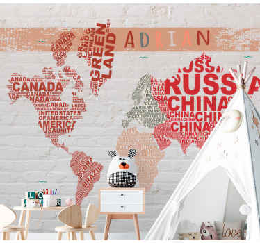 Fototapete Weltkarte weltkartennamen - TenStickers