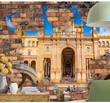 Papier peint 3D Vues d'effet de brique 3d à séville - TenStickers