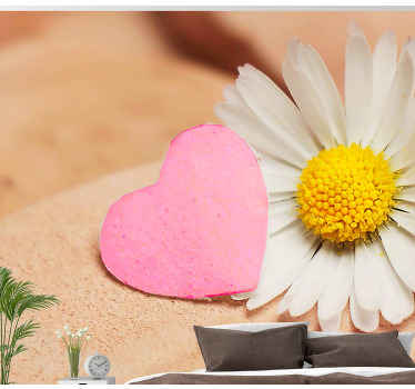 Fotomural de amor Corazones y flor blanca - TenVinilo