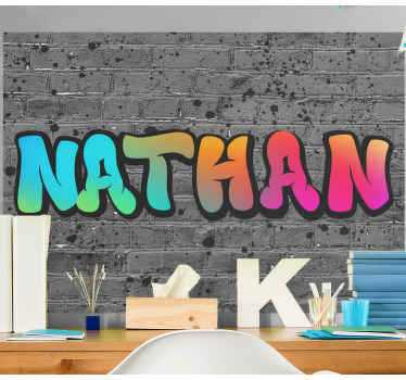 Rainbow name in brick custom wall mural - TenStickers