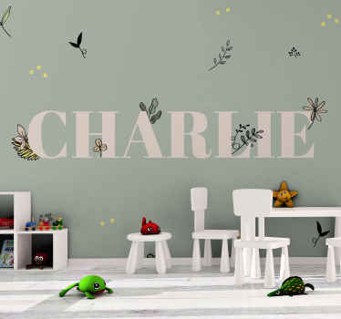 Floral Name Design childrens wall mural - TenStickers