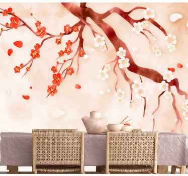 Mural de flores rama de flor de cerezo - TenVinilo
