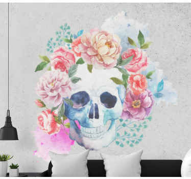 Fototapete Tiere florale totenkopfkunst - TenStickers