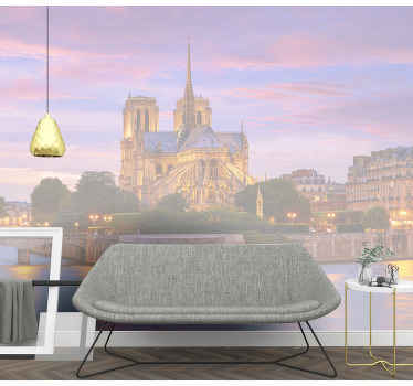 Notre dame sunset paris zidni zid - TenStickers
