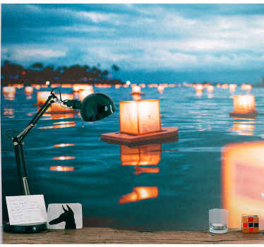 Yüzen fenerler gecesi doğa duvar resim - TenStickers