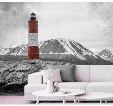 Papier peint mural mer Phare rouge - TenStickers
