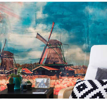 Fototapete Städte tulpenfelder und windmühlen - TenStickers