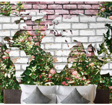 Virág és tégla világtérkép falfestmény - TenStickers