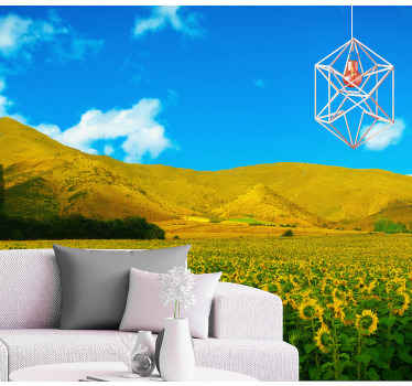 Fototapete Landschaft sonnenblumenfeld - TenStickers