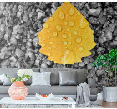 Sarı yaprak detayı doğa duvar resim - TenStickers