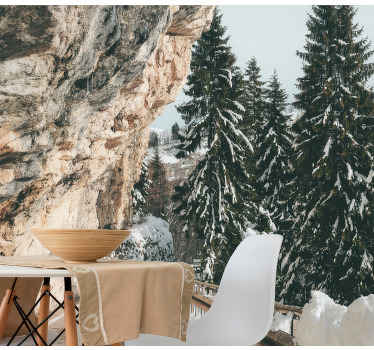 Kış çam manzarası manzara duvar resim - TenStickers