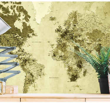 棕褐色世界地图壁画 - TenStickers