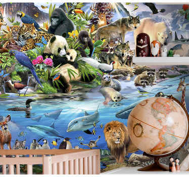 All kind of animals  wall mural - TenStickers