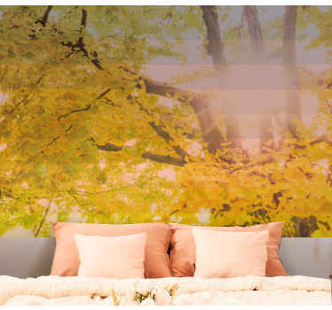 Shining autumnal scene nature wall mural - TenStickers