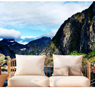 Fotomural de montañas Noruega invierno lofoten - TenVinilo