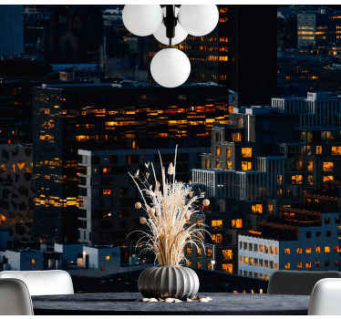 Fotomural ciudad Edificios modernos de oslo en la noche - TenVinilo