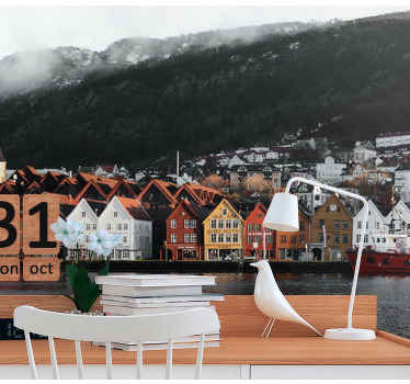 Bergen huse ved vandet fototapet af byer - TenStickers