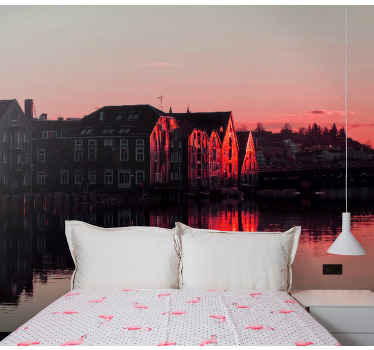 Trondheim Norway in the evening wall mural - TenStickers