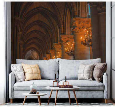Gothic Archways with Chandelier classic art wall mural - TenStickers