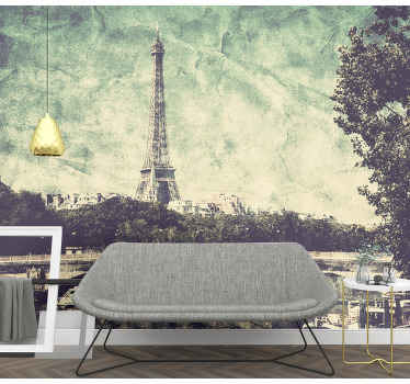 Fototapete Wohnzimmer Abbildung von paris - TenStickers