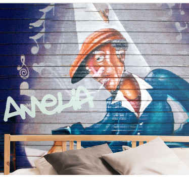Musician with Hat graffiti wall mural - TenStickers
