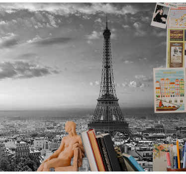 Papier peint paris Tour eiffel noir et blanc - TenStickers