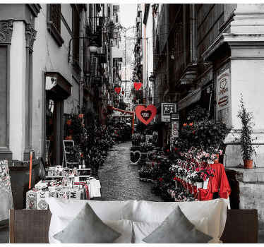 Charmerende gadeblomster fototapet af byer - TenStickers