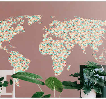 Fototapete Weltkarte Schmetterling gemalt - TenStickers