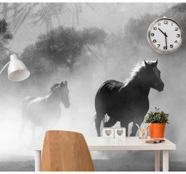 Fotomural animale Caballo blanco y negro - TenVinilo