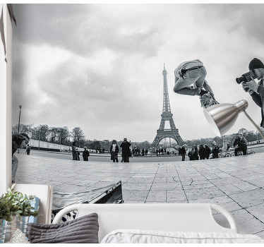 Tapisserie paris tour eiffel en skateboard - TenStickers