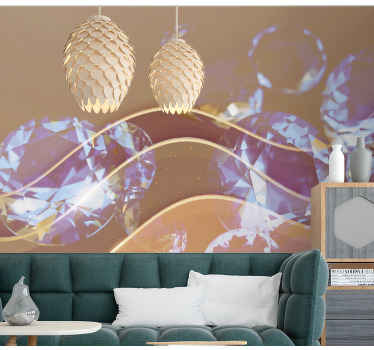 Mural abstracto olas de cristal brillantes - TenVinilo