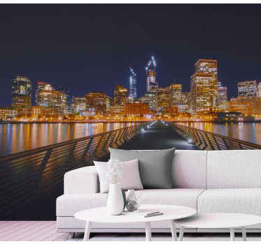 Tapisserie villes et pays reflet de skyline urbaine - TenStickers