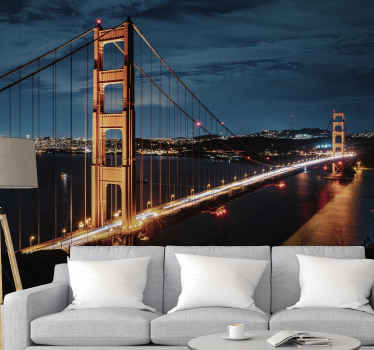 金门大桥的夜墙壁画 - TenStickers