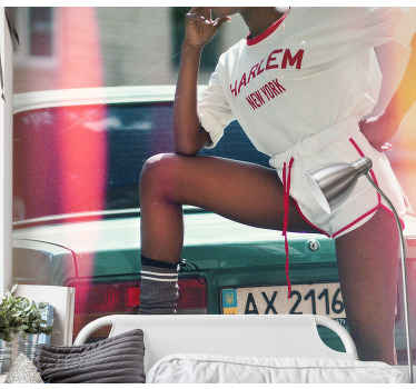 Závodní auto s roztleskávačkou fototapeta - TenStickers