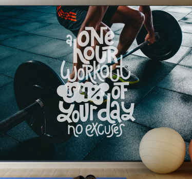 4% of your day fitness phrase wall mural - TenStickers