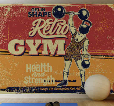 Vintage fitness poster phrase wall mural - TenStickers