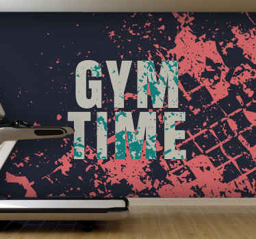 Gym time Fitness phrase wall mural - TenStickers