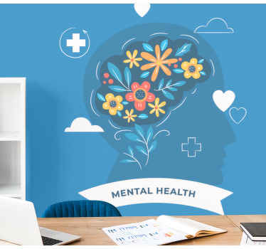 Mental Health brain modern wall mural - TenStickers