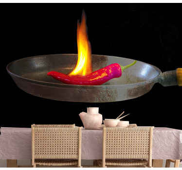 Tapisserie cuisine piment fort - TenStickers