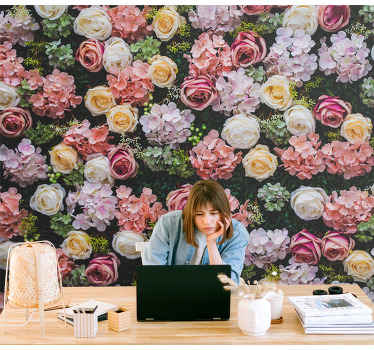 Fotomural flores Flores estilo vintage - TenVinilo