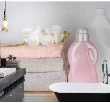 Tapisserie salle de bain disposition des serviettes douces - TenStickers