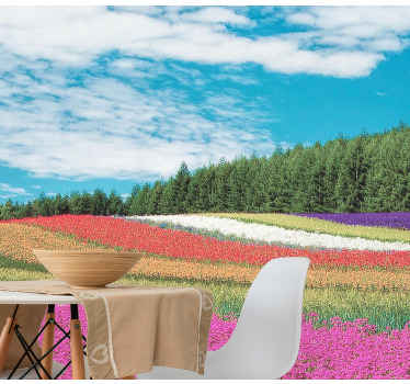 Very colourful flower field wall mural - TenStickers