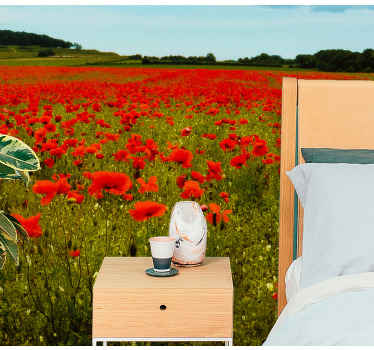 Long poppy field Poppy Wall Mural - TenStickers