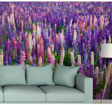 Purple flower field wall mural - TenStickers