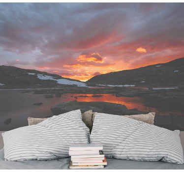Foto behangpapier natuur Noorse zonsondergang en meer - TenStickers