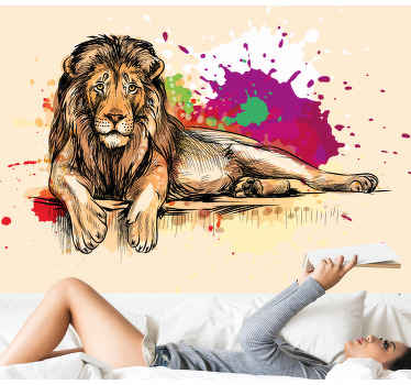 Mural leones Salpicadura de león - TenVinilo