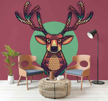 Patterned Stag wall mural - TenStickers