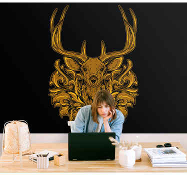 Golden Stag ornamental wall mural - TenStickers
