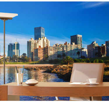 Mural de ciudades vistas de montevideo - TenVinilo